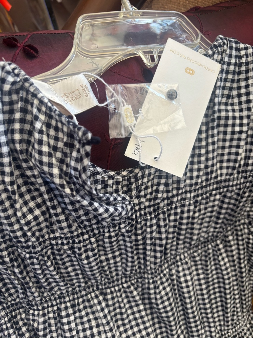 CAROLINE CONSTAS Black and White Gingham Maxi Dress | Sizes S - Picture 8 of 12